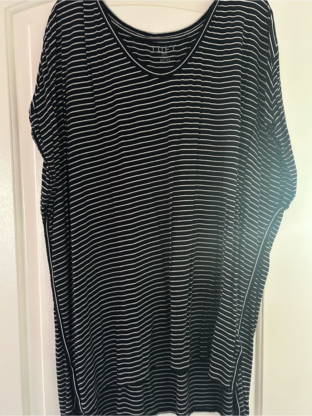 LOFT Navy & White Striped Short Sleeve Tunic